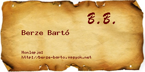 Berze Bartó névjegykártya
